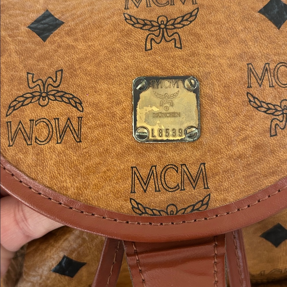Mcm Tan Logo Pattern Backpack - image 3